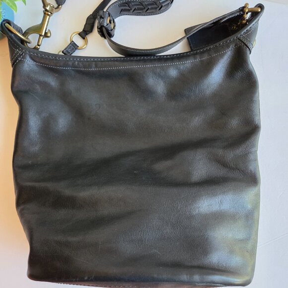 EUC Coach Legacy Bleecker Tattersall Large Leather Duffle #11423 in Navy - Picture 8 of 16